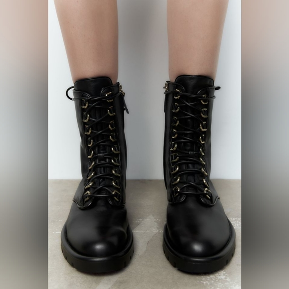 NWT Zara Geniune Leather High Top Boots - Picture 2 of 11